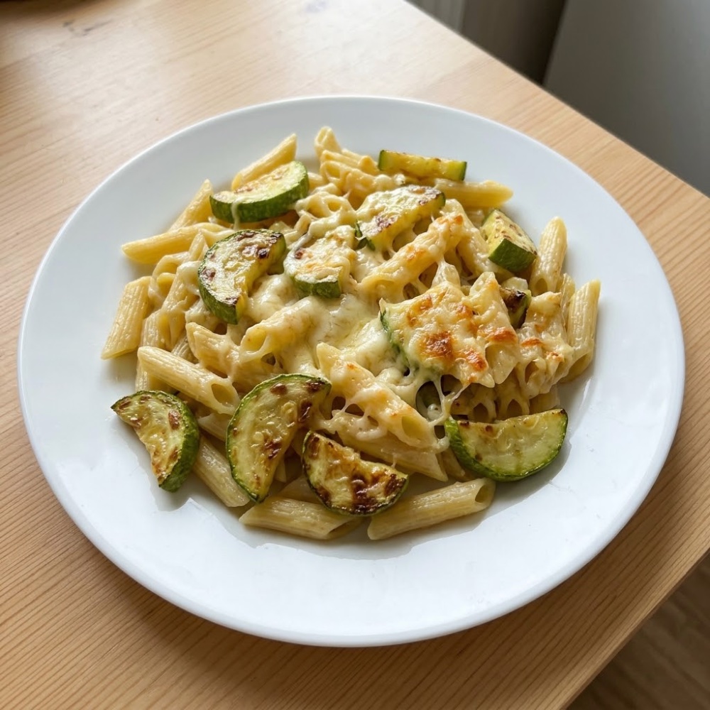 Макароны с кабачковой икрой и сыром