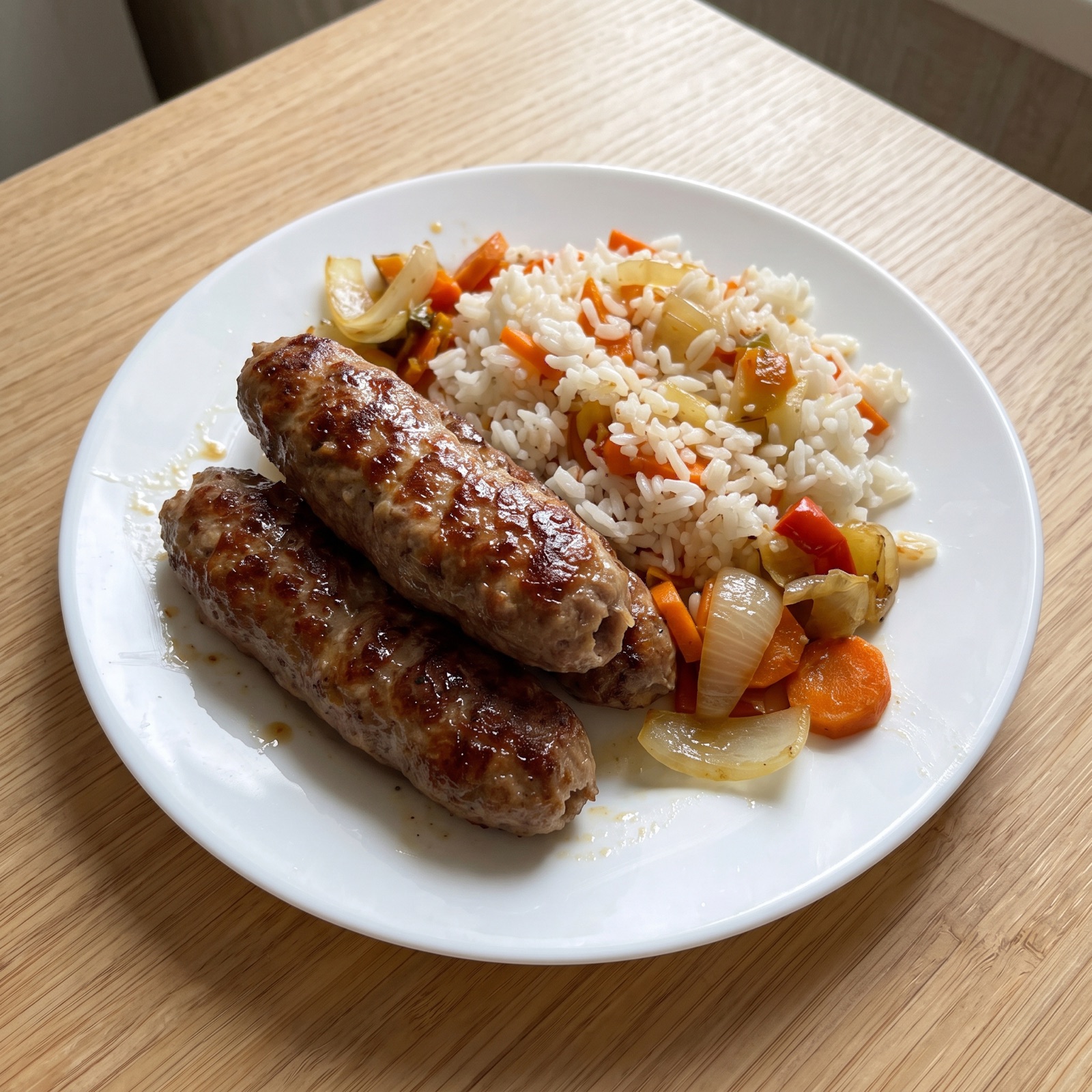 Люля-кебаб с рисом и овощами