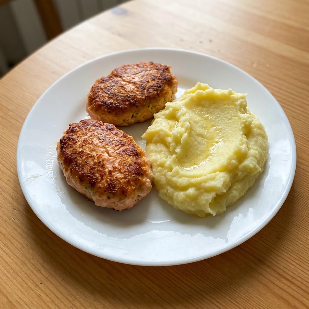 Рыбные котлеты с картофельным пюре