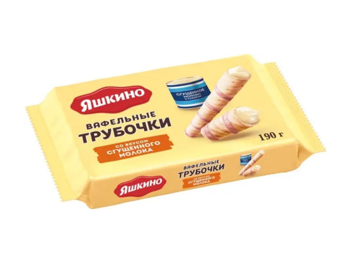 Вафельные трубочки Яшкино со вкусом сгущенного молока 190гр