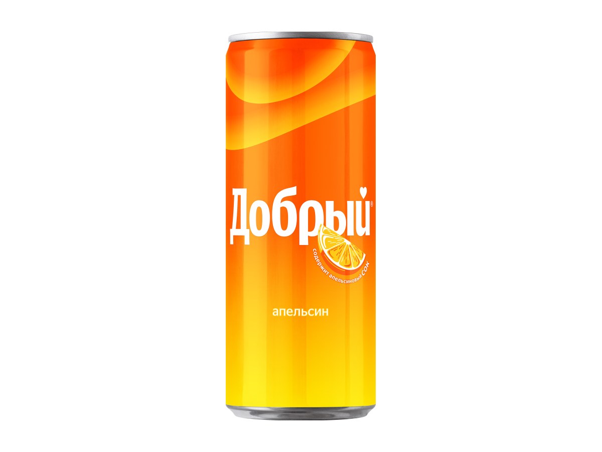 Добрый Напиток сильногазированный Апельсин с витамином С ж/б 0.33л