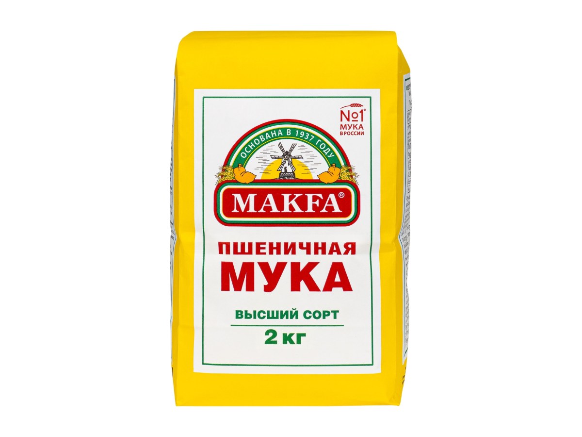 Мука пшеничная хлебопекарная №1 в России Высший сорт Макфа 2кг