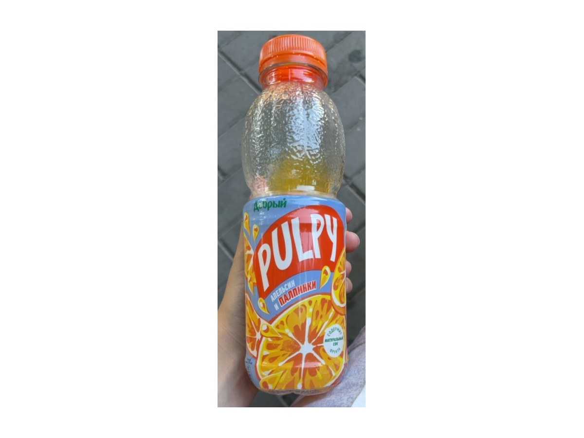 Напиток сокосодержащий из апельсина с мякотью PULPY Добрый 0,45л