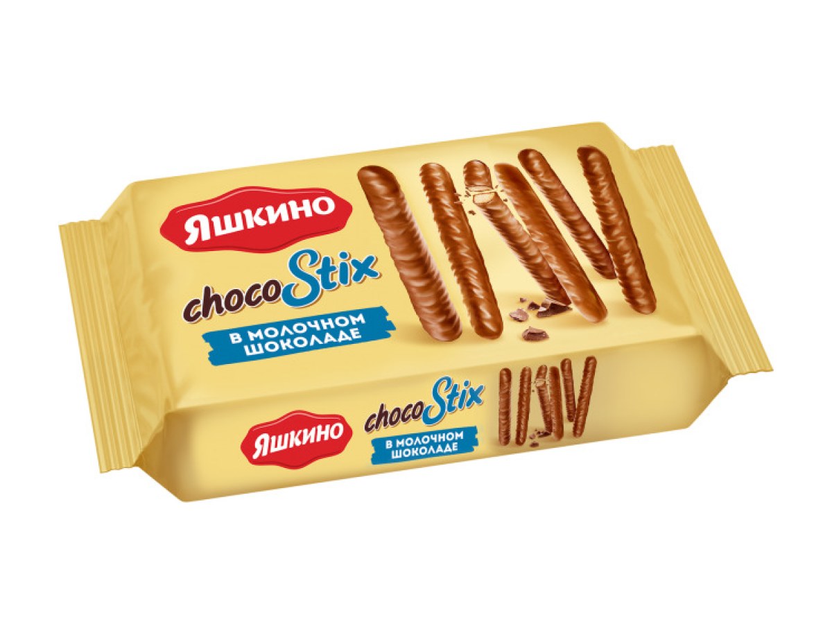 Печенье сахарное choco Stix в молочном шоколаде Яшкино 130гр