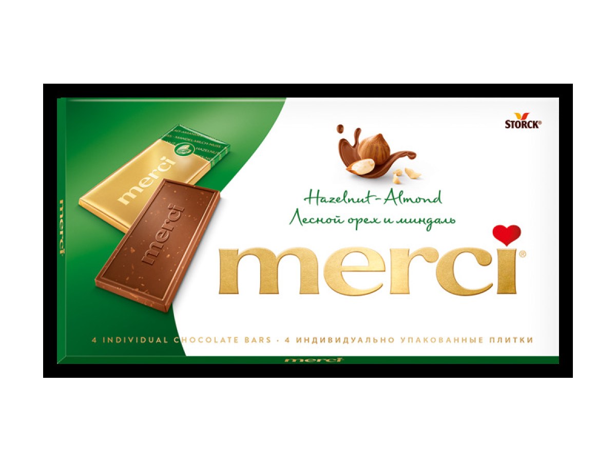 Шоколад молочный Лесной орех и миндаль Мерси 100гр