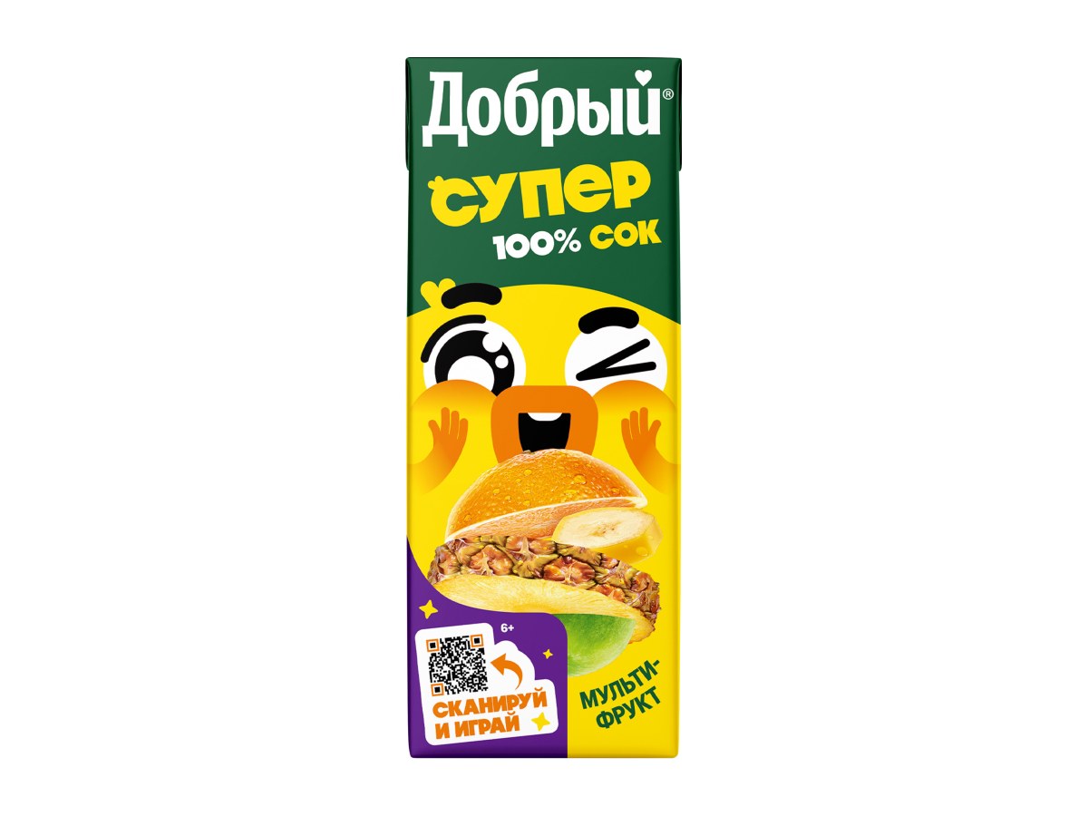 Сок мультифруктовый Супер джус с витаминами Добрый 0,2л