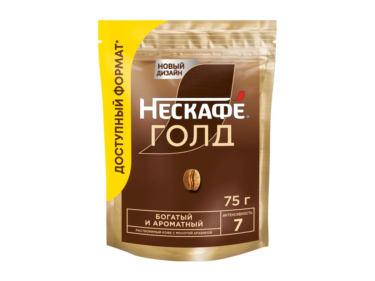 Нескафе Голд Кофе натуральный растворимый пакет 75гр