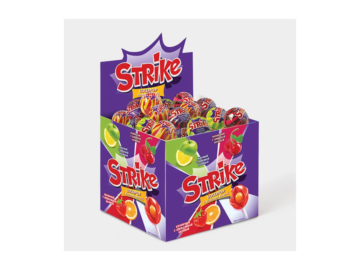 Карамель Strike Lollipop с жевательной конфетой 11.3гр