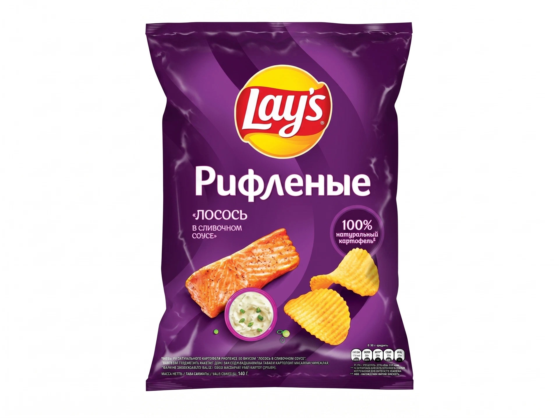 Чипсы Lay's Рифлёные «Лосось в сливочном соусе», 140 г
