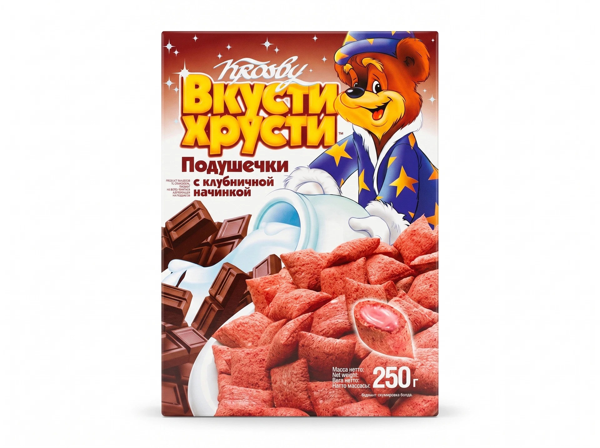 Готовый завтрак Krosby «Вкусти Хрусти» подушечки со вкусом клубники, 250 г