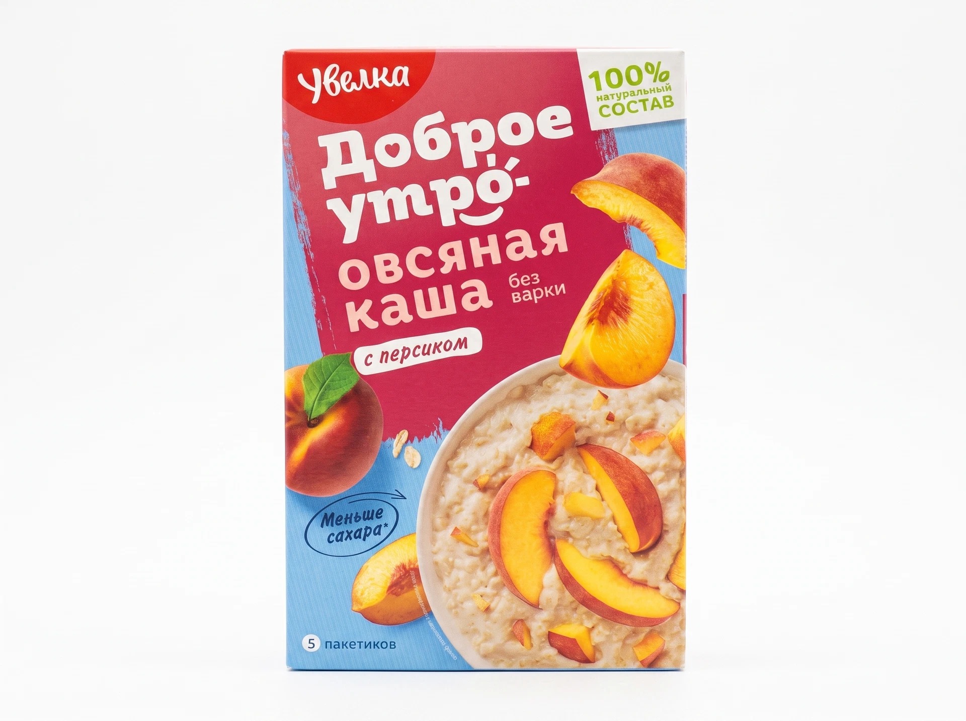 Каша овсяная Увелка «Доброе утро» с персиком, без варки, 5 пакетиков