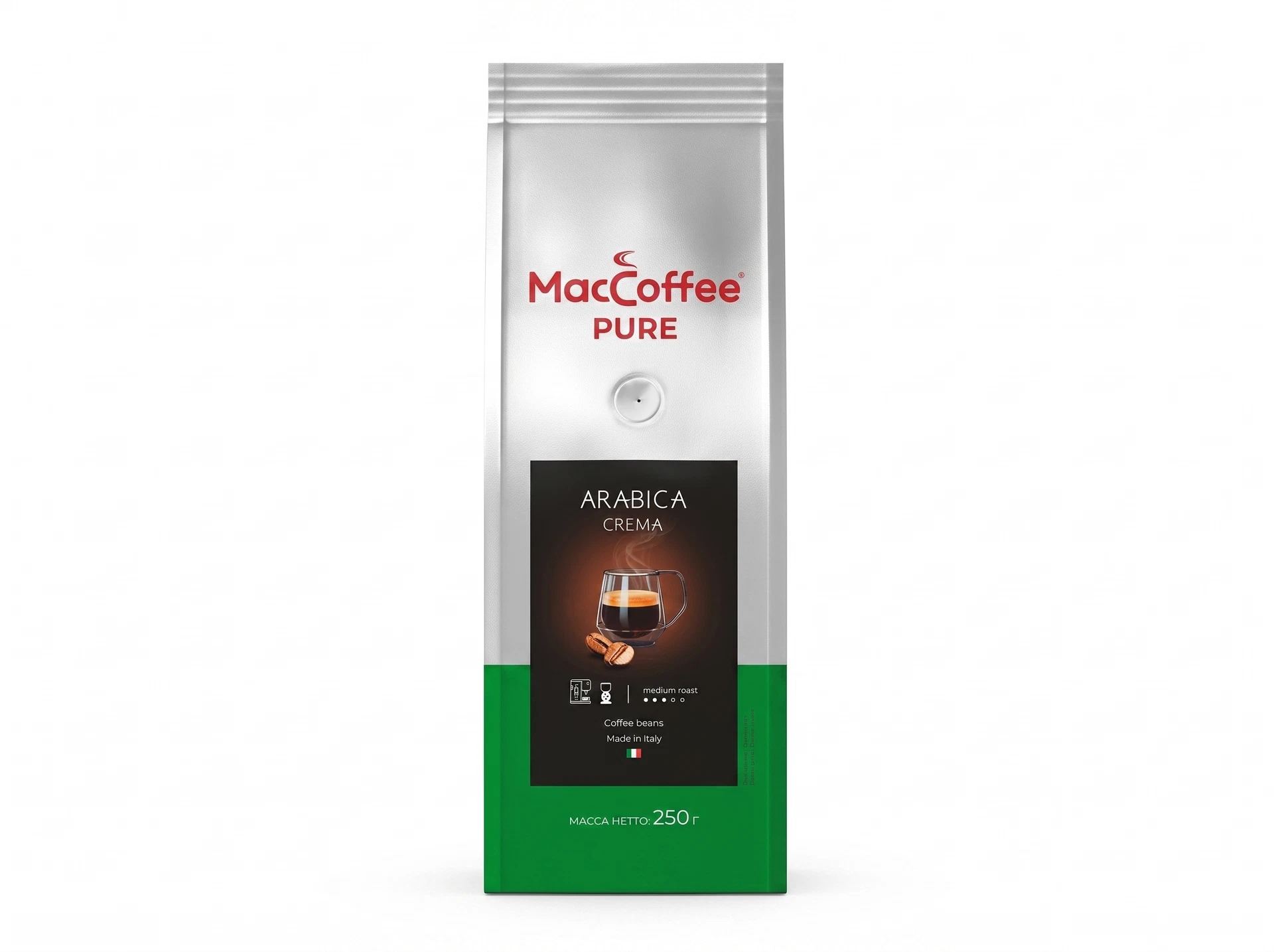 Кофе в зёрнах MacCoffee Pure Arabica Crema, 250 г