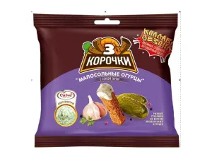 Сухарики ржаные Малосольные огурцы Соус Тартар Три корочки 60гр